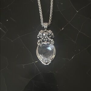 Dainty Silver Heart Crystal Necklace
